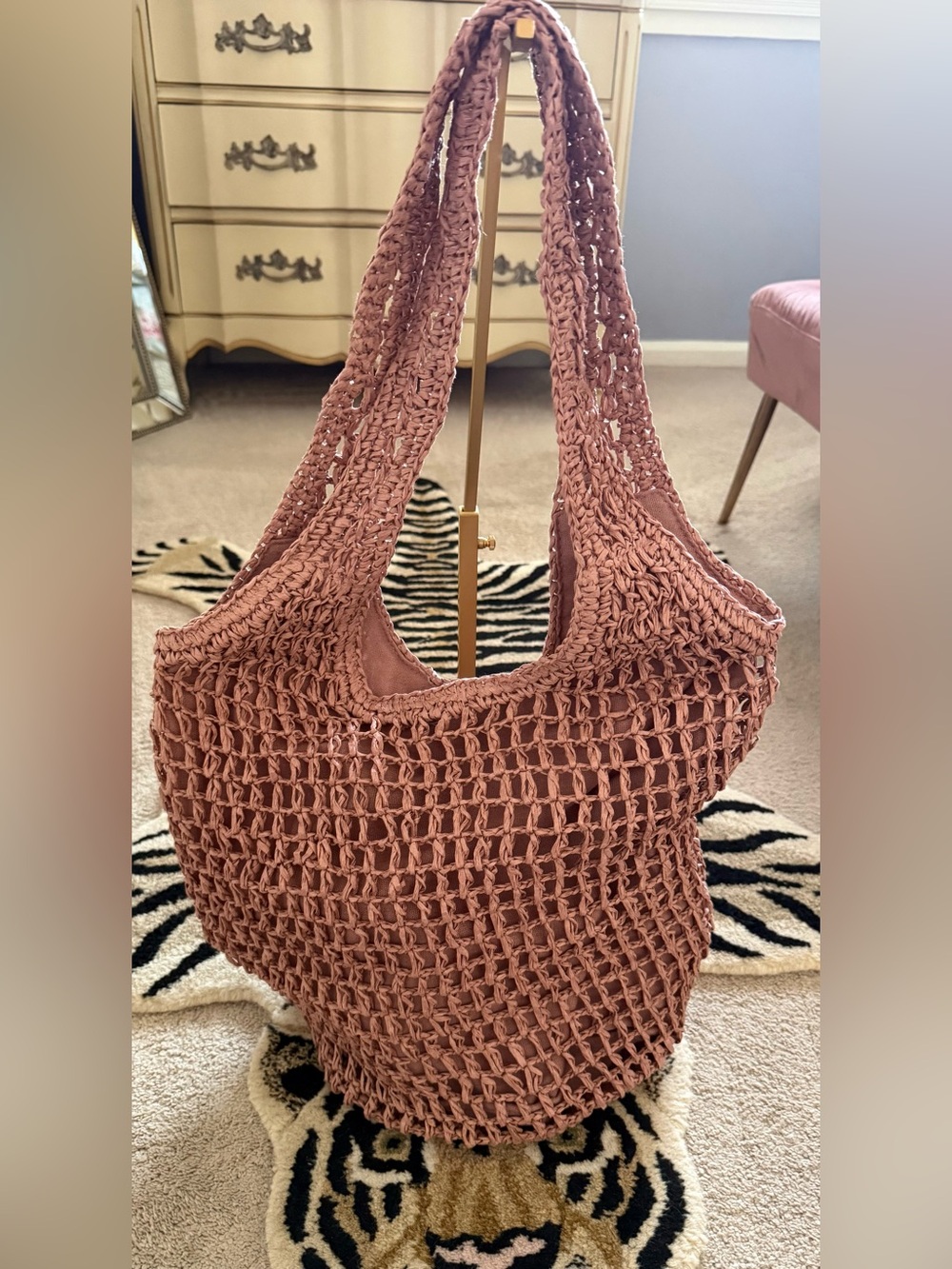 Haute Hippie Open-Weave Boho Market Shoulder Bag EUC